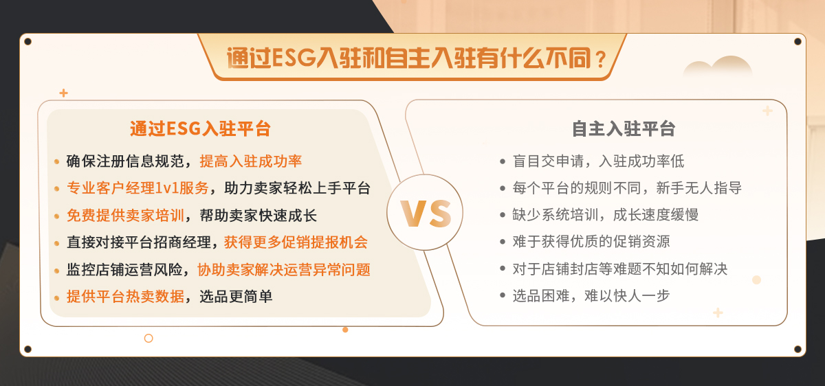 通过ESG入驻和自主入驻有什么不同？